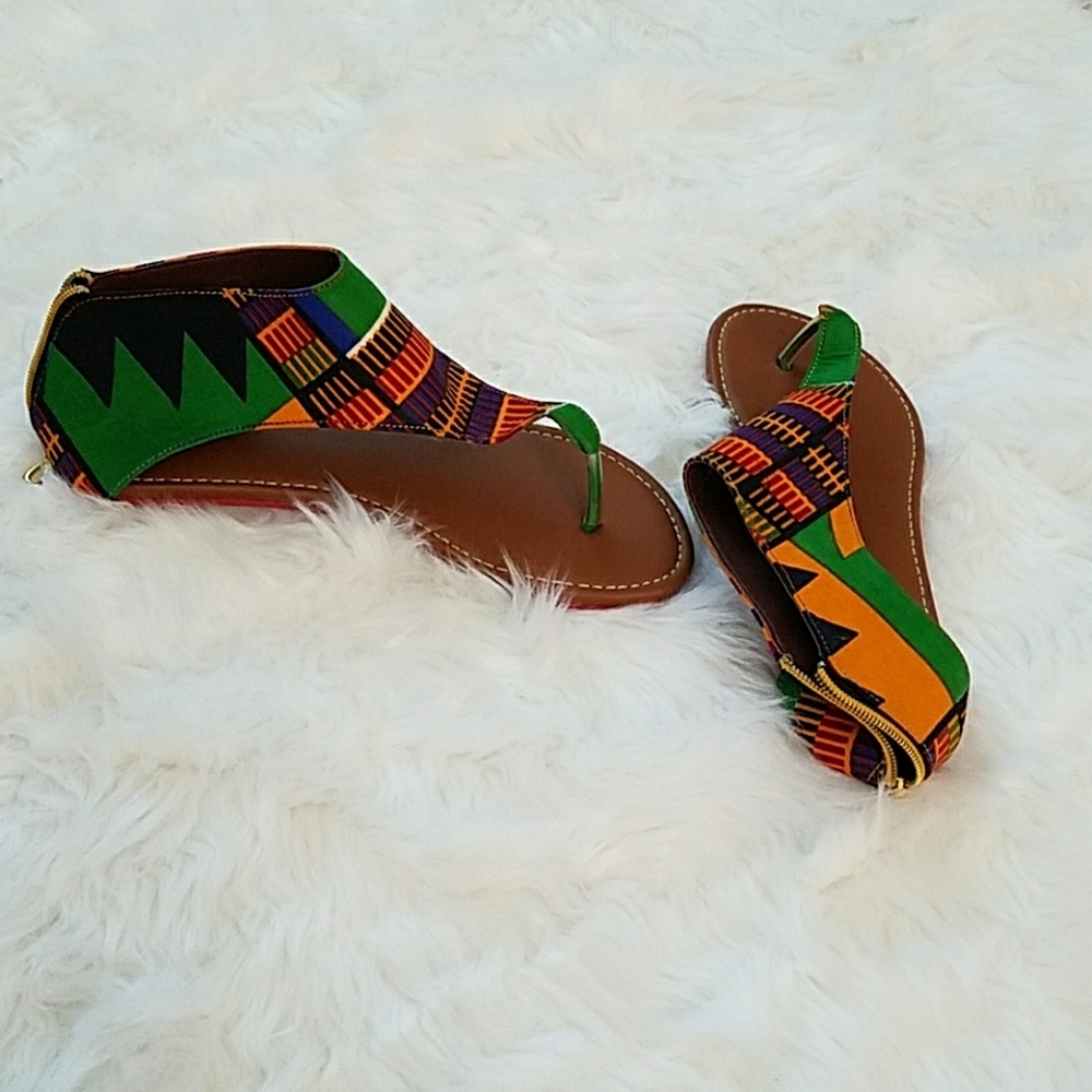 Kente (fabric customized sandals) Make an offer 🙅